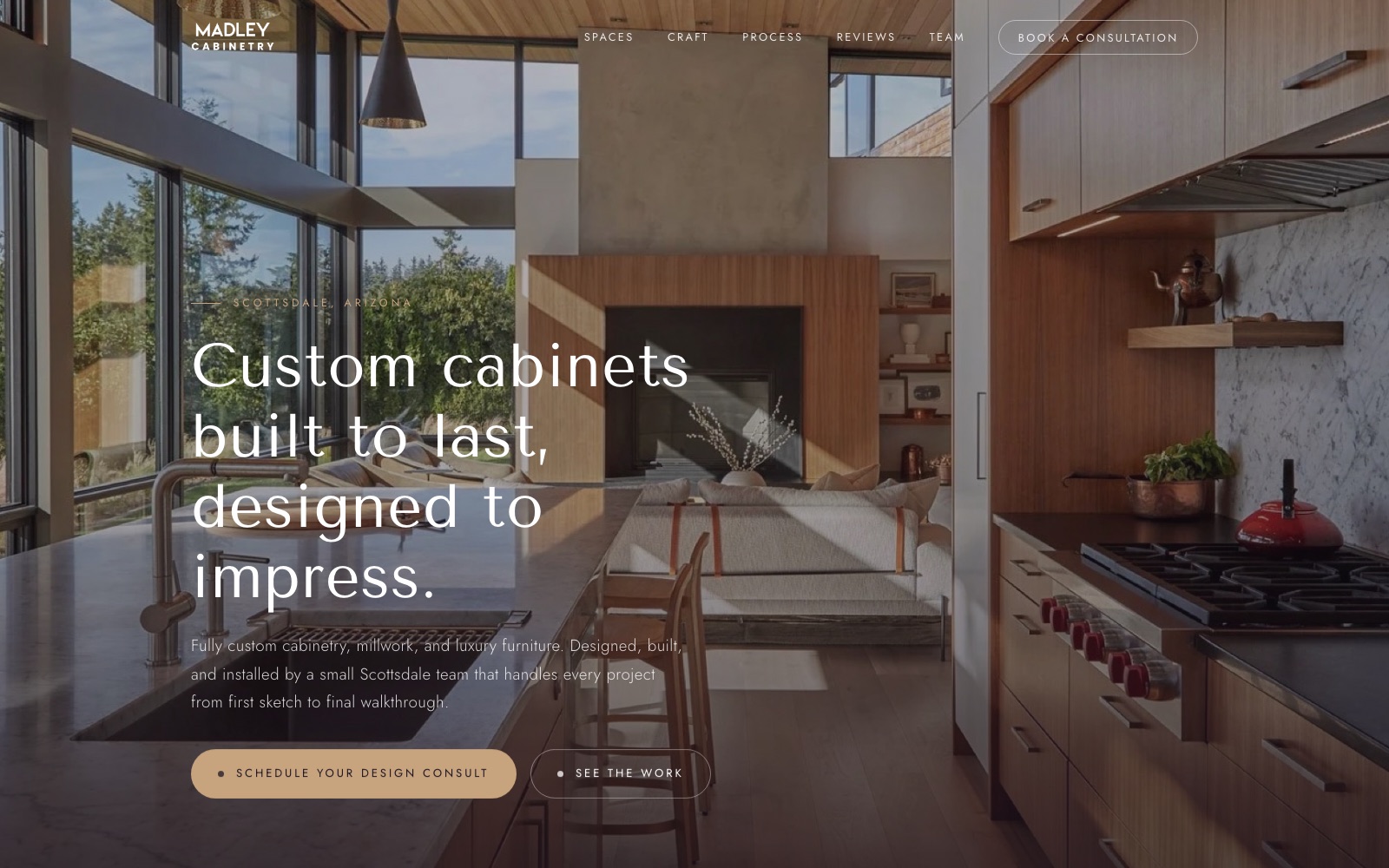 The new Madley Fine Cabinetry homepage concept