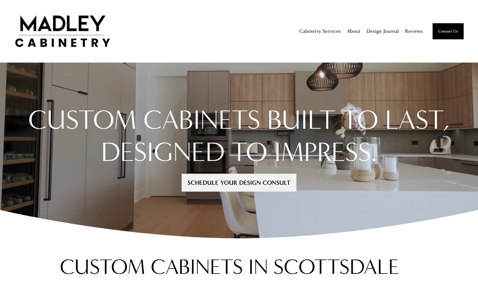 The current madleyfinecabinetry.com homepage