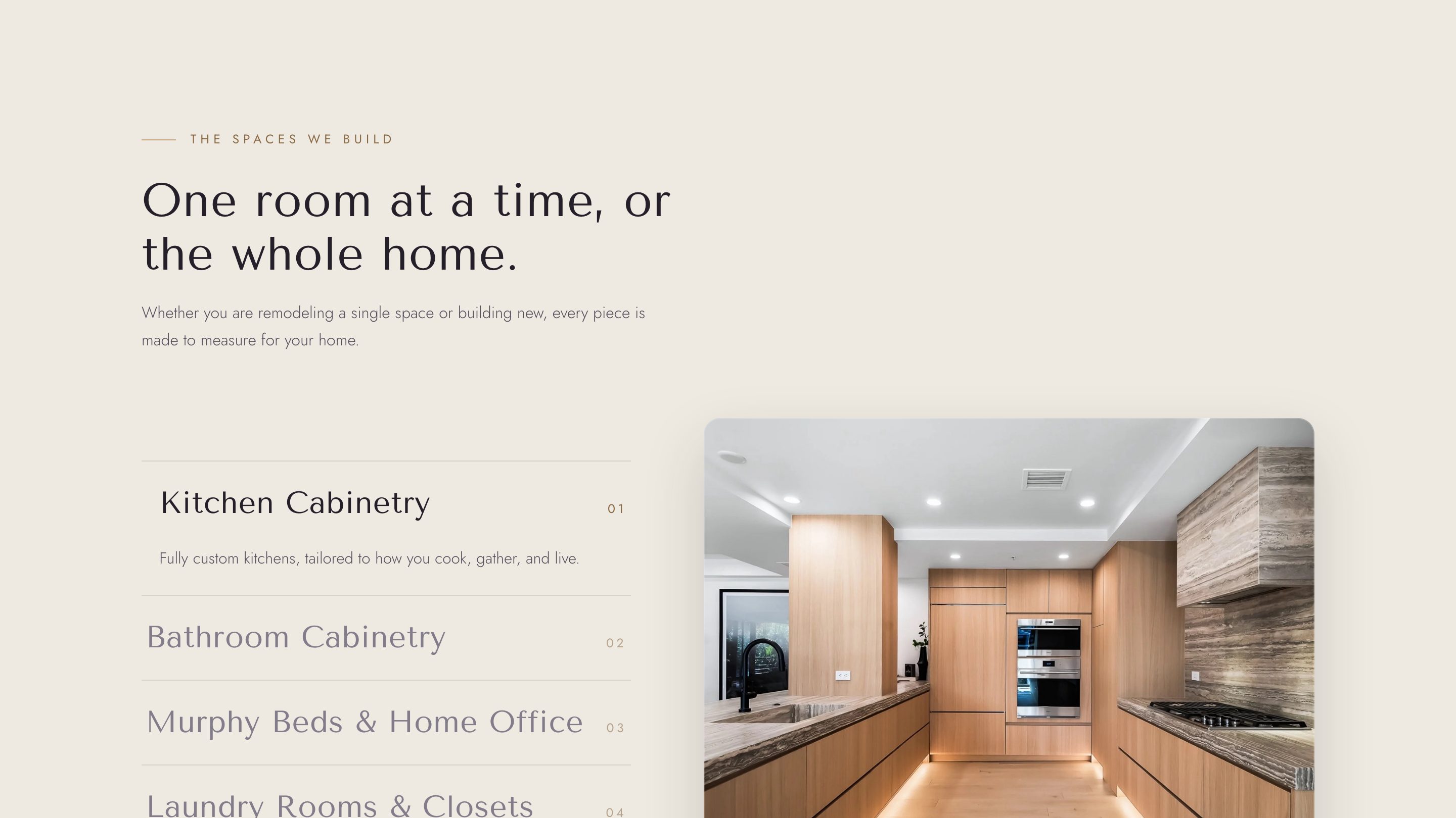The spaces gallery section of the new homepage