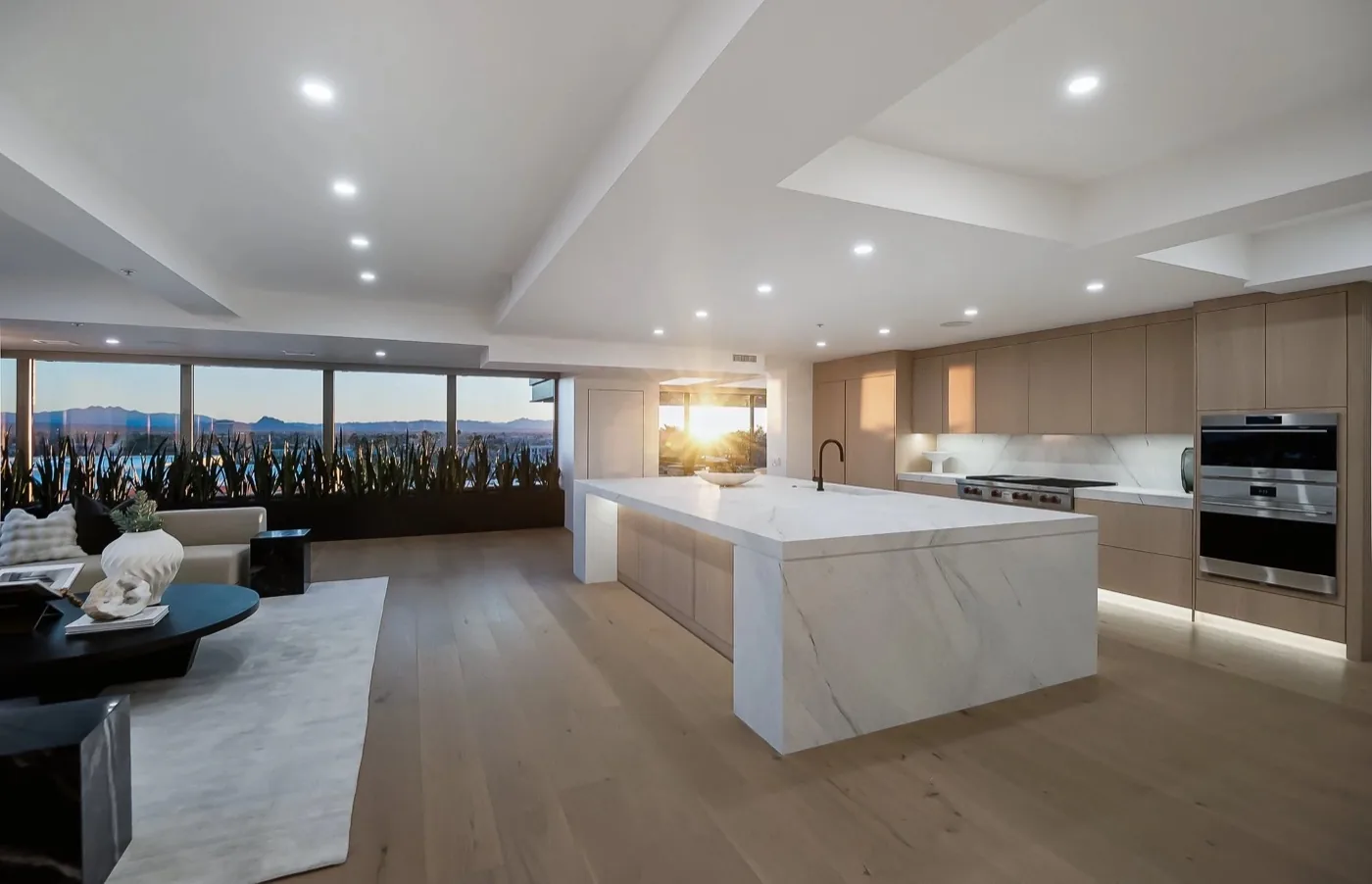 Custom kitchen cabinetry with marble island
